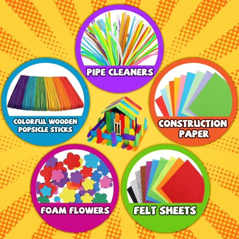 DOITEM Pipe Cleaners Craft Supplies, 1800Pcs Arts and Crafts Supplies DIY School Craft Project Including Pipe Cleaner Pom Poms Craft Kits for Kids Over 8 Years Old - Image 2